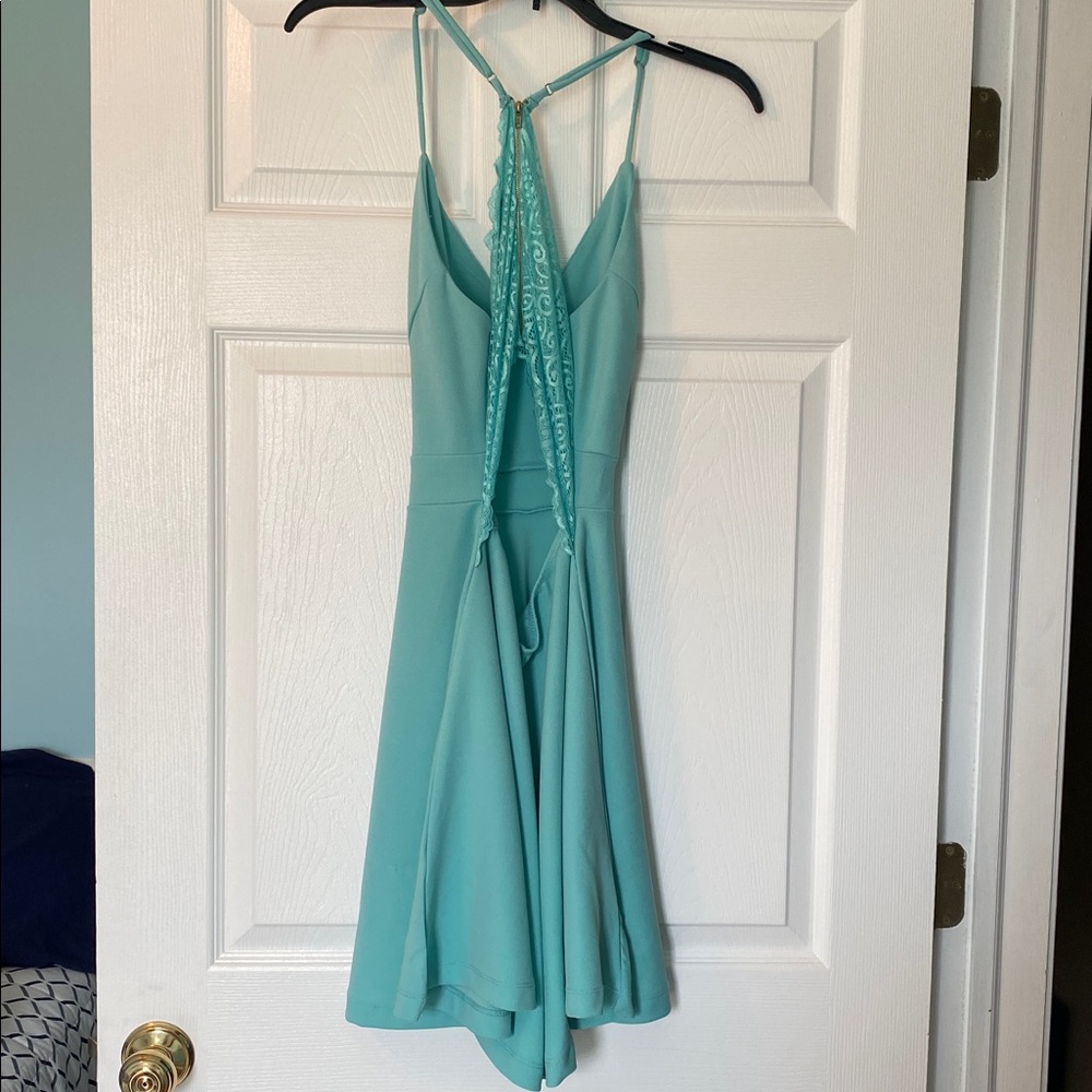 Iris Turquoise Backless Dress - Picture 3 of 5